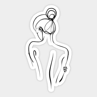 Simple And Aesthetic One Line Art Woman Sticker